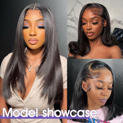 VIPbeauty 13x6 Straight HD Transparent Lace Frontal Human Wig 250% Density 16A Grade Super Double Drawn Human Hair With Pre-Plucked Hairline