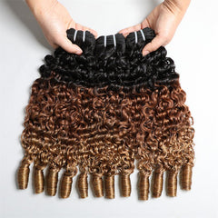 VIPbeauty Ombre Bundles Burmese Curly T1B/30/27 Brazilian Human Hair Extension