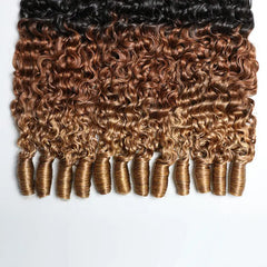 VIPbeauty Burmese Curly 3 Bundles With Lace Closure T1B/30/27 Ombre Human Hair Extensions