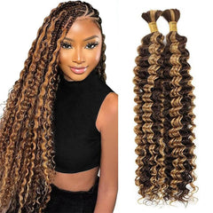 VIPbeauty P4/27 Highlight Deep Wave Bulk Braiding Hair 100% Human Hair for Micro Braiding