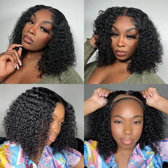 VIPbeauty Burmese Curly 13x4 Bob Wigs Human Hair Transparent Lace Frontal Wigs 200% Density