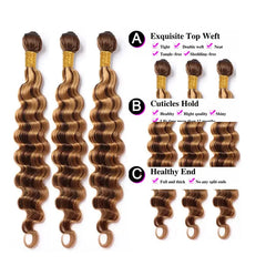 VipBeauty P4/27 Highlight Human Hair Bundles 100% Human Hair 10-32inches For Sew In Quick Weave