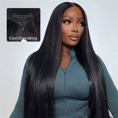 VIPbeauty Straight Glueless Flexi-Fit Drawstring Wig 13x6 Lace Front Human Hair Wigs