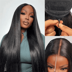 VIPbeauty Straight Glueless Flexi-Fit Drawstring Wig 13x6 Lace Front Human Hair Wigs