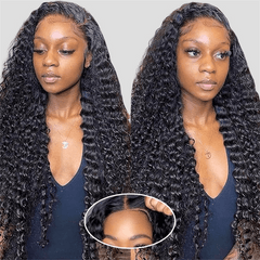VIPbeauty Deep Wave Glueless 13x6 Lace Front Wigs Human Hair Flexi-Fit Drawstring Cap