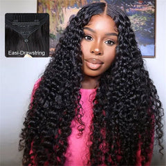 VIPbeauty Deep Wave Glueless 13x6 Lace Front Wigs Human Hair Flexi-Fit Drawstring Cap