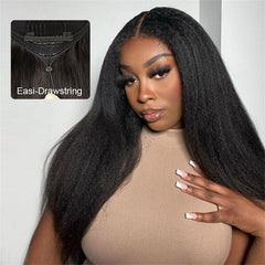 VIPbeauty Kinky Straight 13x6 Lace Front Glueless Wig With Flexi-Fit Invisi Drawstring Cap