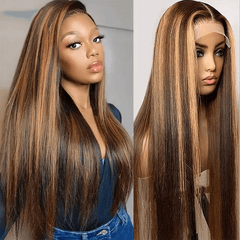 VIPbeauty P4/27 Highlight Straight 13x6 Lace Front Glueless Wigs With Invisi Drawstring