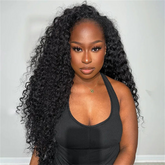 VIPbeauty Water Wave Flip Over Half Wig Invisi Drawstring Glueless Put On And Go Wig