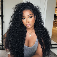 VIPbeauty Water Wave Flip Over Half Wig Invisi Drawstring Glueless Put On And Go Wig