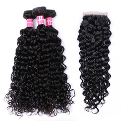 VIPbeauty Water Wave Human Hair Bundles With 5x5 Lace Closure