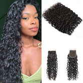 Wet And Wavy Hair Water Wave Virgin Hair 3 Bundles With 4x4 Lace Closure Human Hair