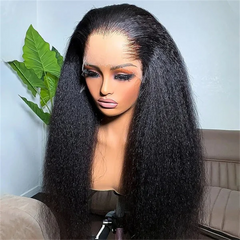 VIPbeauty Lagos M-Shaped Hairline Kinky Straight 13x6 Lace Frontal Wig Human Hair