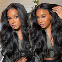 VIPbeauty Kinky Straight 13x6 Lace Front Wigs Bleached Knots 5x5 Glueless Human Hair Wig