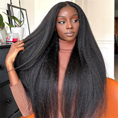 VIPbeauty Kinky Straight Lace Front Wig Transparent 13x4 Human Hair Front Wigs