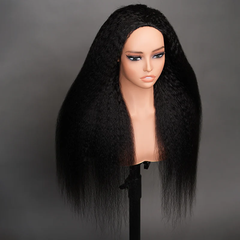 VIPbeauty 3 In 1 Half Wig Yaki Straight Glueless Flexi-Fit Drawstring Wig