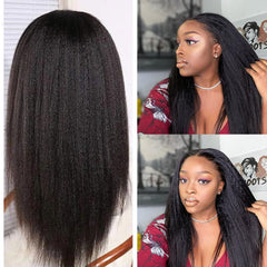 VIPbeauty 13x6 Transparent Lace Front Wig Kinky Straight Human Hair Wig for Black Women
