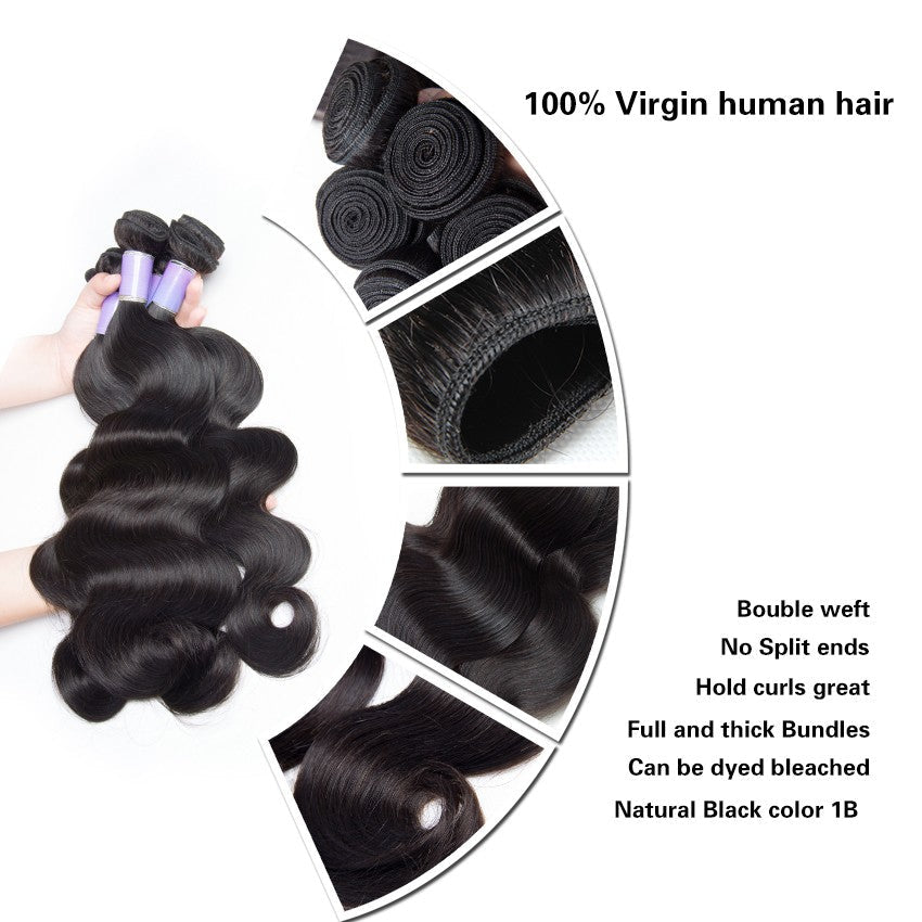  Hair 100% Raw Indian Virgin Human Hair Body Wave 3 Bundles Natural Wavy Human Hair Extensions-details