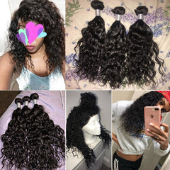 Indian Hair Virgin Remy Human Hair Water Wave Weave 3 Bundles