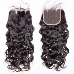 Wet And Wavy Malaysian Water Wave Virgin Hair 3 Bundles With 4x4 Lace Closure Human Hair-lace closure