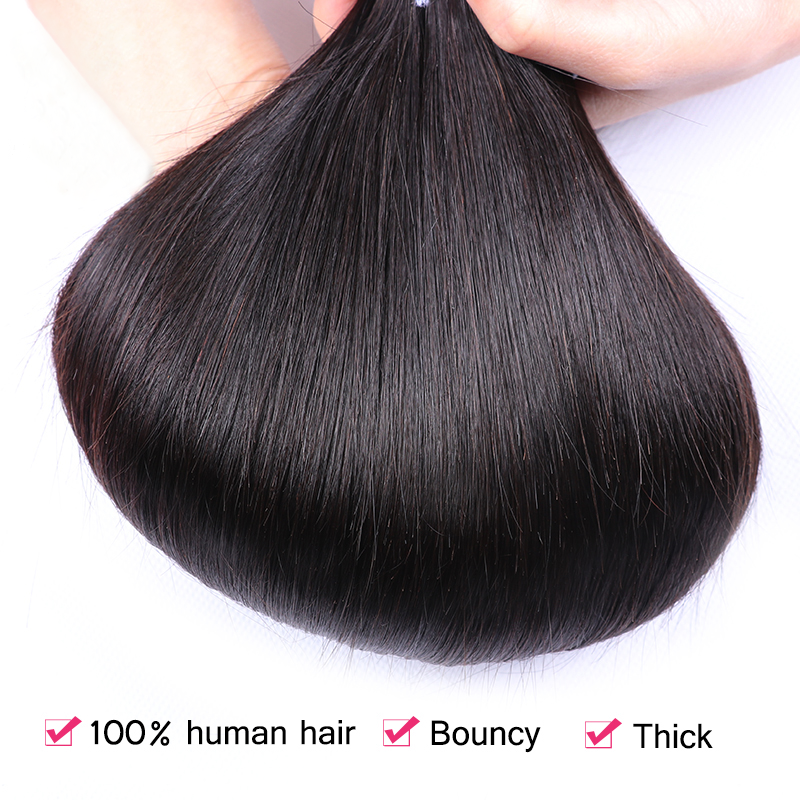 VIPbeauty Straight Hair Bundles With 13x4 Lace Frontal Unprocessed Human Hair Extensions