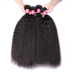 VIPbeauty Kinky Straight Bundles With 13x4 Lace Frontal Unprocessed Human Hair Extensions