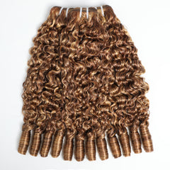VIPbeauty UP-Grade P4/27 Highlight Color Burmese Curly Virgin Hair Bundles 1/3/4PCS 100% Human Hair Extensions