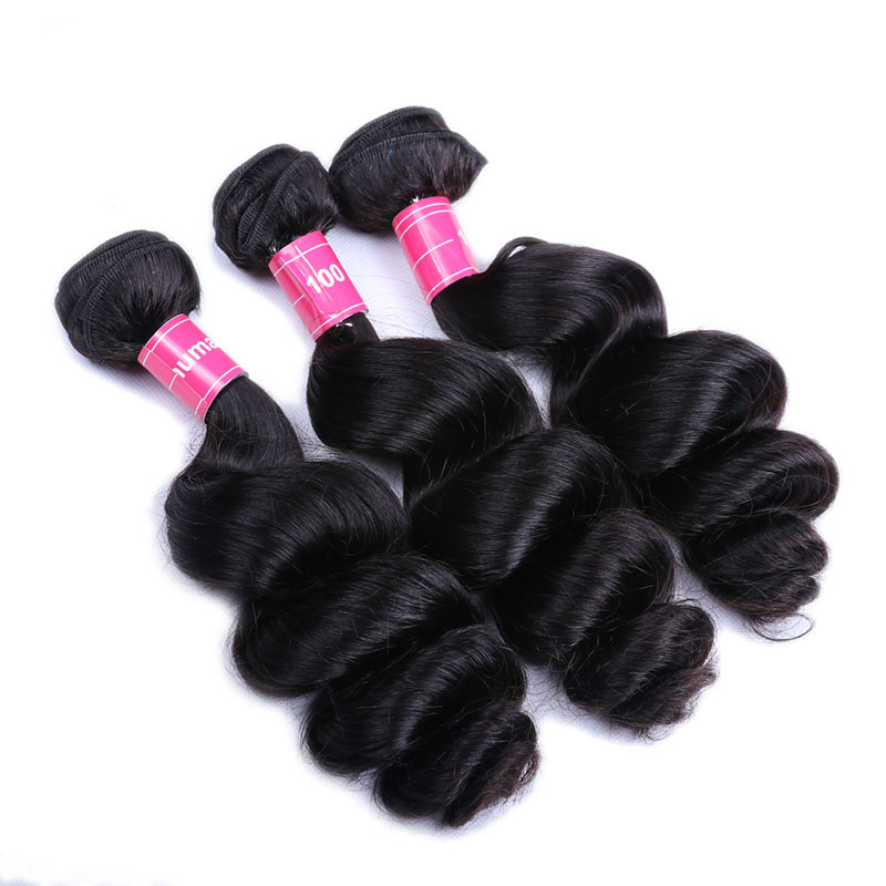 VIPbeauty Loose Wave Bundles With 13x4 Lace Frontal Unprocessed Human Hair Extensions