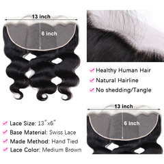 VIPbeauty Body Wave Wave Bundles With 13x6 Lace Frontal Human Hair Extensions