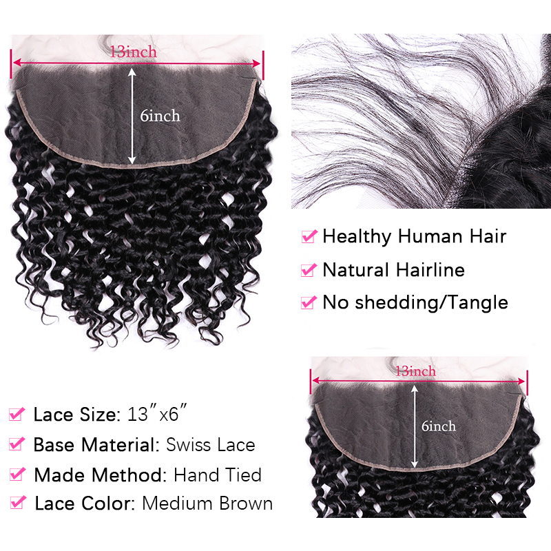 VIPbeauty Water Wave Bundles With 13x6 Lace Frontal Human Hair Extensions