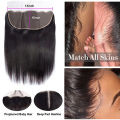 Straight 13x6 HD Lace Frontal Virgin Human Hair 150% Density
