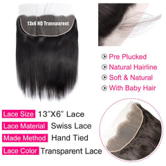 Straight 13x6 HD Lace Frontal Virgin Human Hair 150% Density