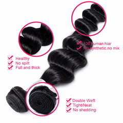 VIPbeauty Loose Wave Bundles With 13x4 Lace Frontal Unprocessed Human Hair Extensions
