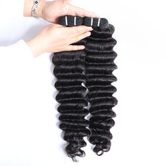 VIPbeauty Loose Deep Wave Human Hair Bundles With 5x5 Lace Closure