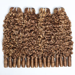 VIPbeauty UP-Grade P4/27 Highlight Color Burmese Curly Virgin Hair Bundles 1/3/4PCS 100% Human Hair Extensions