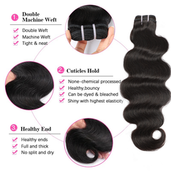 VIPbeauty Body Wave Bundles With 13x4 Lace Frontal Unprocessed Human Hair Extensions