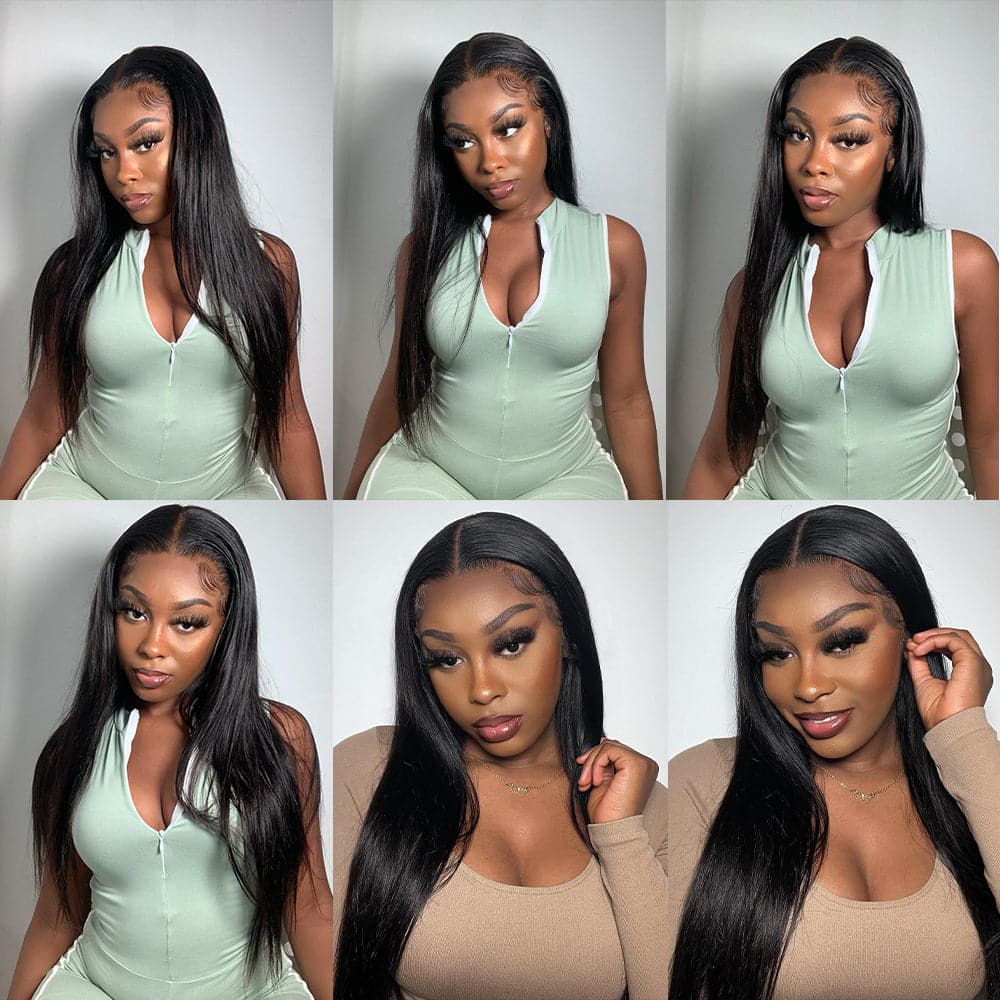 VIPbeauty Straight Hair Bundles With 13x4 Lace Frontal Unprocessed Human Hair Extensions