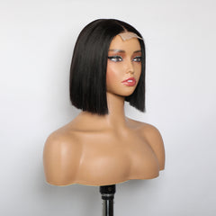 VIPbeauty 2x6 Bob Glueless Straight HD Transparent Lace Closure 200% Density Human Hair Wig For Summer Style
