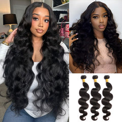 VipBeauty  12A Remy Body Wave Bundles  100% Human Hair Natural Black Color