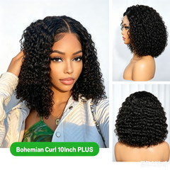 VIPbeauty Burmese Curly 13x4 Bob Wigs Human Hair Transparent Lace Frontal Wigs 200% Density