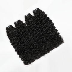 VIPbeauty Indian Curly Human Hair Bundles With 2x6 Lace Closure Top Grade