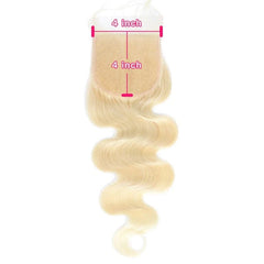 VIPbeauty Blonde 4x4 Lace Closure Virgin Hair Body Wave Human Hair 1 PC