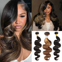 #1B&P4/27 Peekaboo Highlight Hair Bundles Colored Human Hair Body Wave 13A