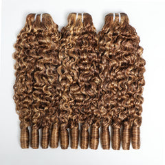 VIPbeauty UP-Grade P4/27 Highlight Color Burmese Curly Virgin Hair Bundles 1/3/4PCS 100% Human Hair Extensions