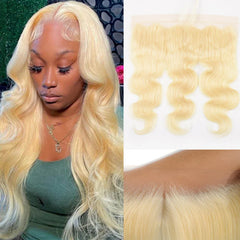 Vipbeauty 613 Blonde 13x4 Lace Closure Frontal Human Hair Straight/Body Wave Free Part
