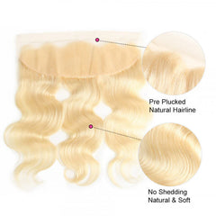 Vipbeauty 613 Blonde 13x4 Lace Closure Frontal Human Hair Straight/Body Wave Free Part