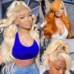 VIPbeauty 613 Blonde Body Wave 13x6 Lace Front Human Hair Wigs Pre-Plucked 220% Density