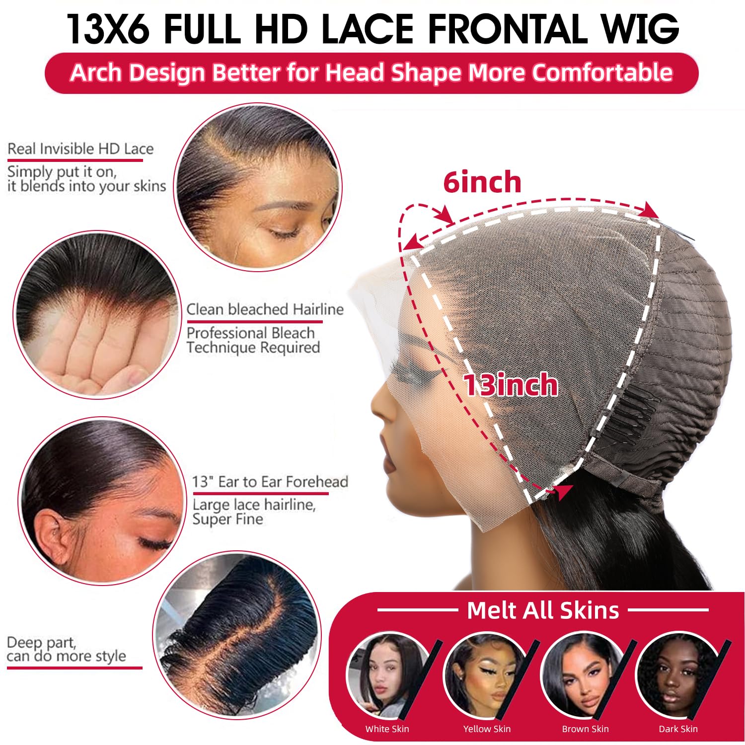 VIPbeauty Kinky Straight Lace Front Wigs 13x4 13x6 Full Lace Human Hair Wigs For Women