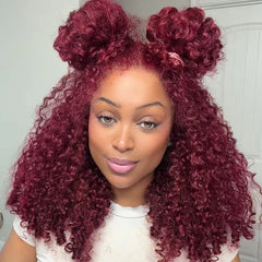 99J Burgundy Burmese Curly 13x6 Lace Front Wig Human Hair | VIPbeauty Hair