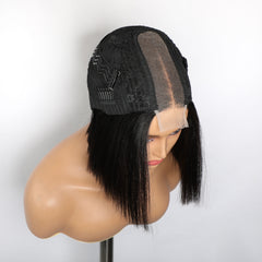 VIPbeauty 2x6 Bob Glueless Straight HD Transparent Lace Closure 200% Density Human Hair Wig For Summer Style